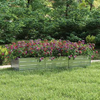 Garden Raised Bed Silver Galvanized Steel Large