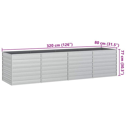 Garden Raised Bed 320x80x77 cm Galvanized Steel Silver