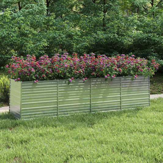 Garden Raised Bed | Silver | Galvanized Steel | 320 x 80 x 77 cm
