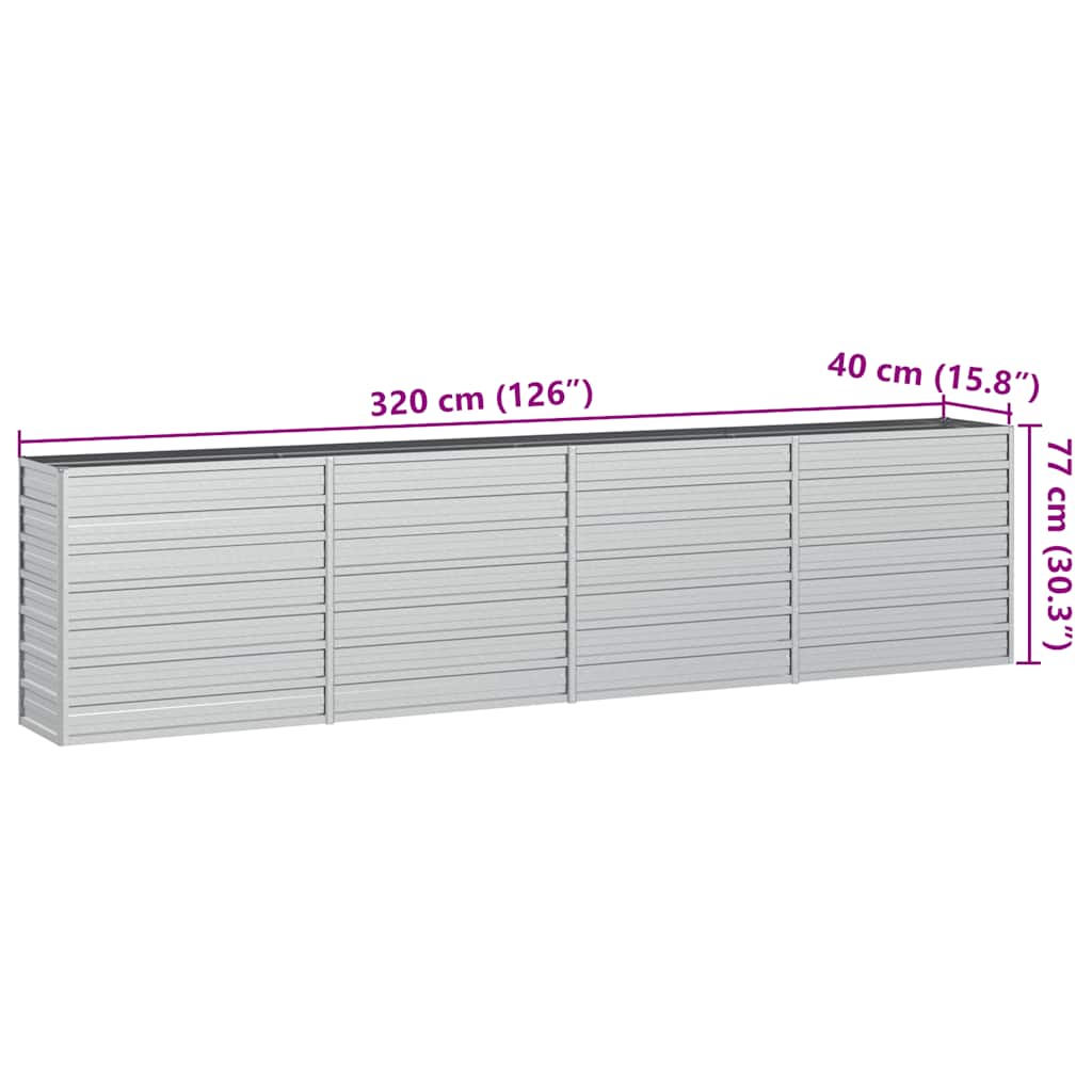 vidaXL Garden Raised Bed Silver Galvanized steel Large Garden Raised Bed