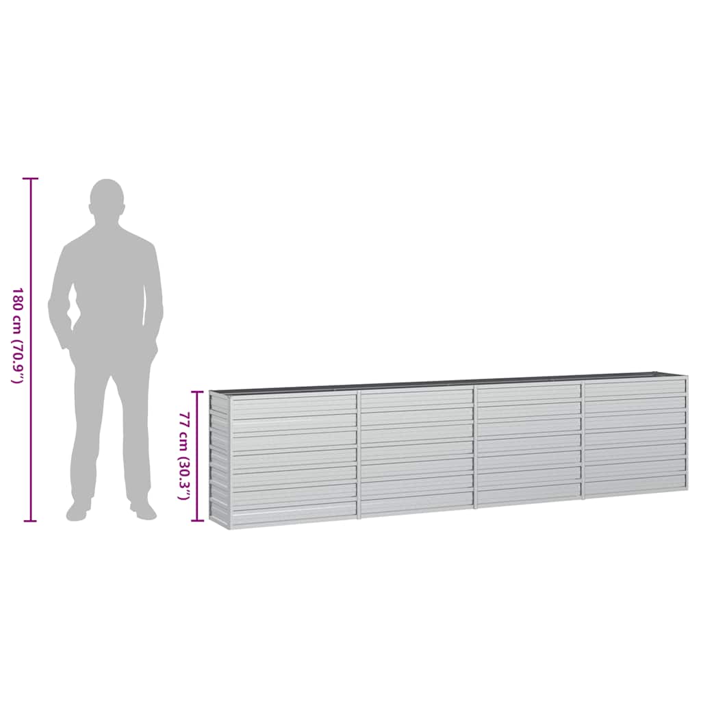 vidaXL Garden Raised Bed Silver Galvanized steel Large Garden Raised Bed