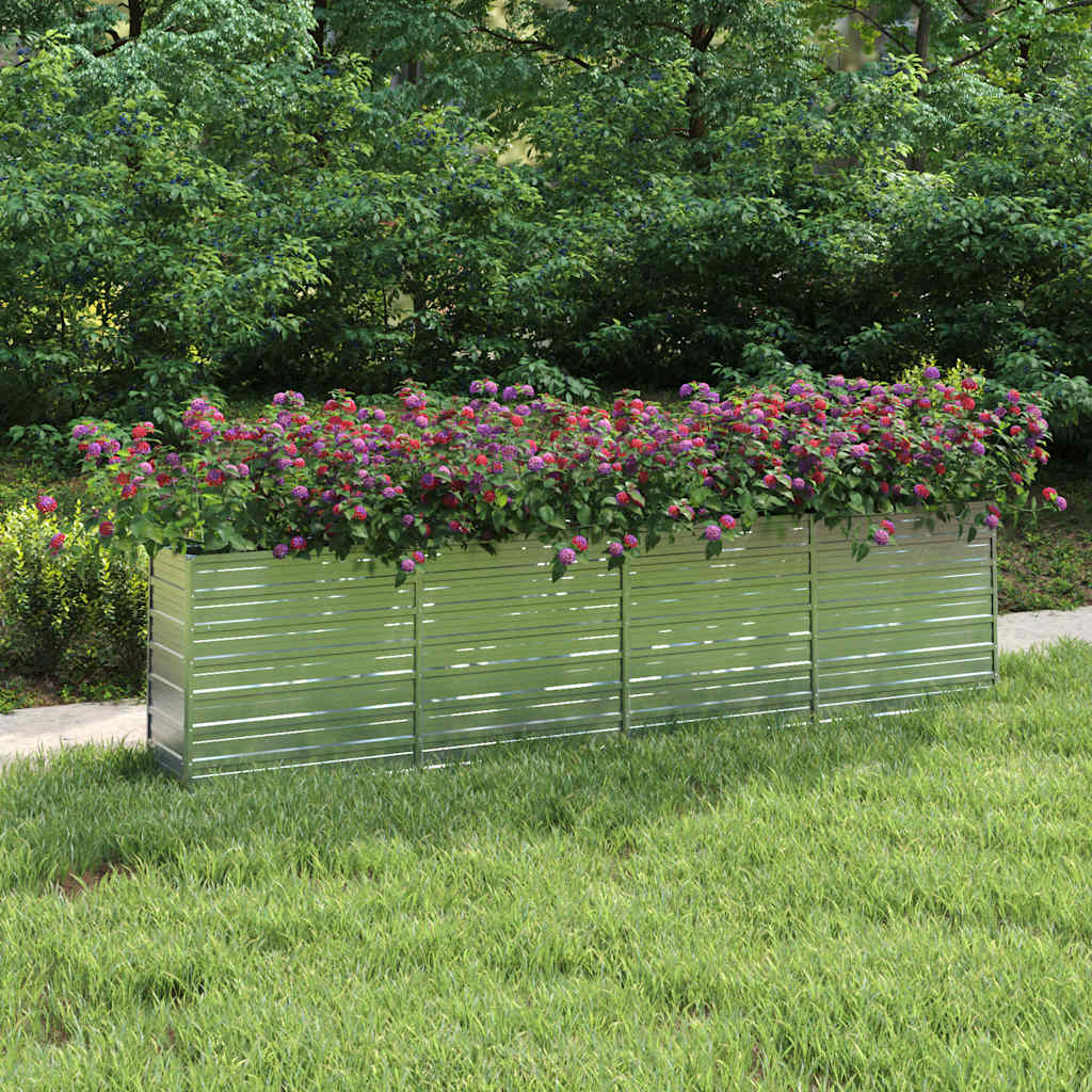 vidaXL Garden Raised Bed Silver Galvanized steel Large Garden Raised Bed
