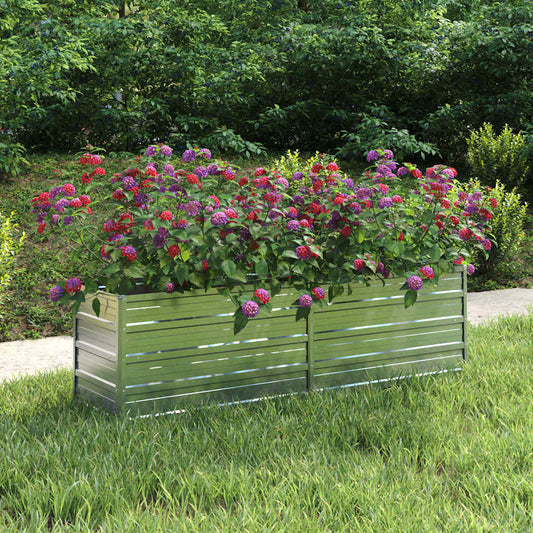 Garden Raised Bed | Silver | Galvanised Steel | 160 x 40 x 45 cm