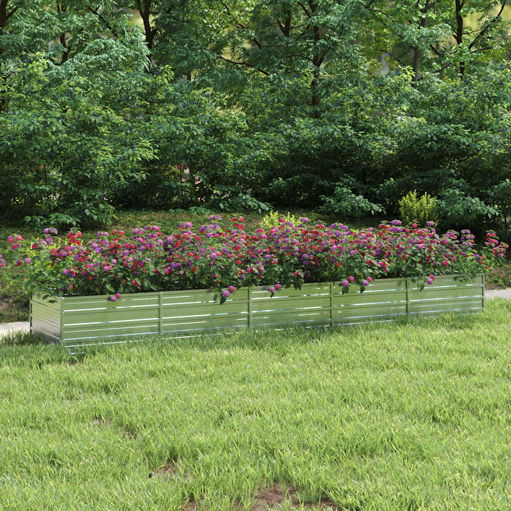 Garden Raised Bed 400x80x45 cm Galvanized Steel Silver
