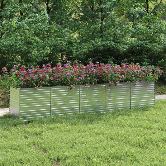 Garden Raised Bed | Silver | Galvanized Steel | 400x80x77 cm | Heavy Duty