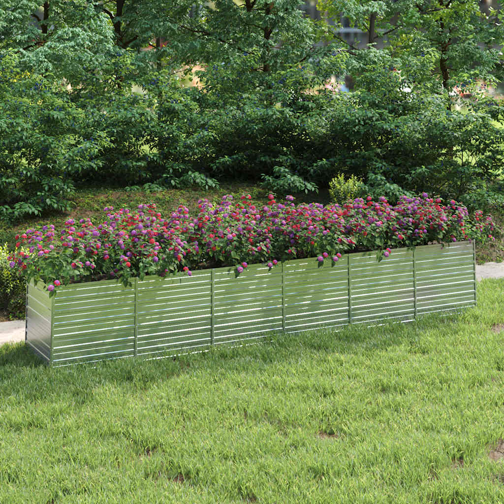 Garden Raised Bed 480x80x77 cm Galvanized Steel Silver