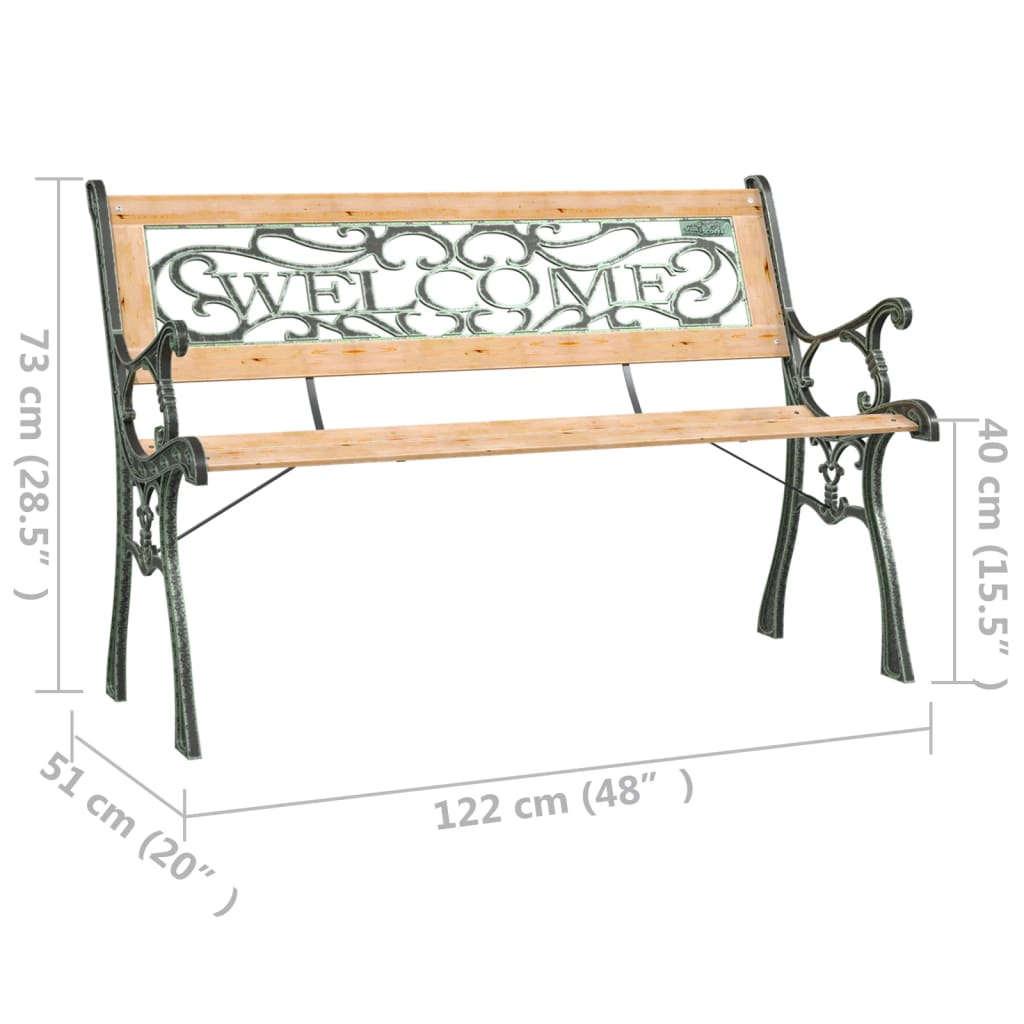 317118 vidaXL Garden Bench 122 cm Solid Firwood