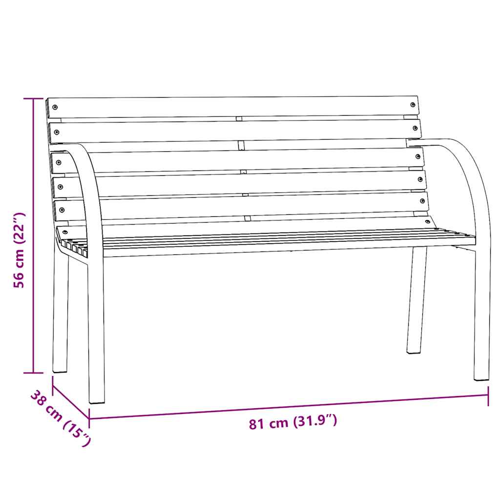 Garden Bench | Grey | Chinese fir wood, steel | 81 cm | Durable