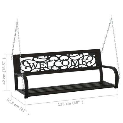 Garden Swing Bench | Black | Steel, Plastic | Medium | Hanging mount