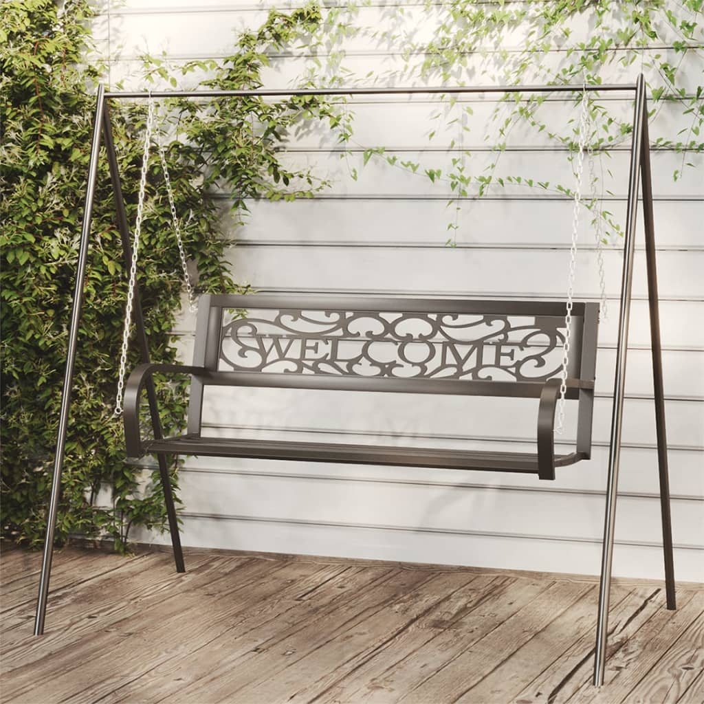 Garden Swing Bench | Black | Steel, Plastic | Medium | Hanging mount
