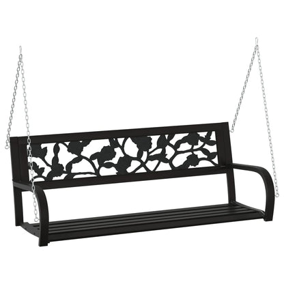 Garden Swing Bench | Black | Steel and Plastic | Medium