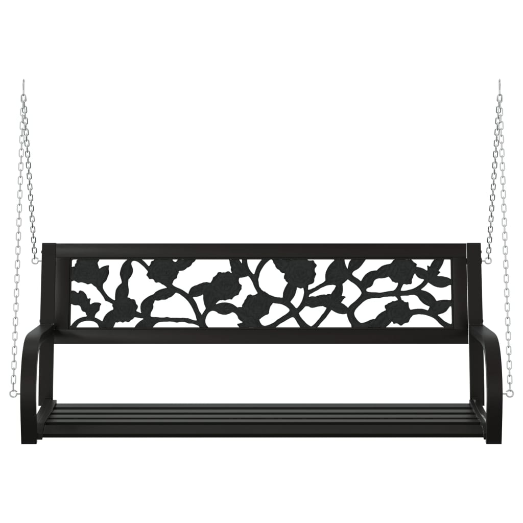 Garden Swing Bench | Black | Steel and Plastic | Medium
