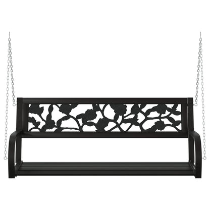 Garden Swing Bench | Black | Steel and Plastic | Medium