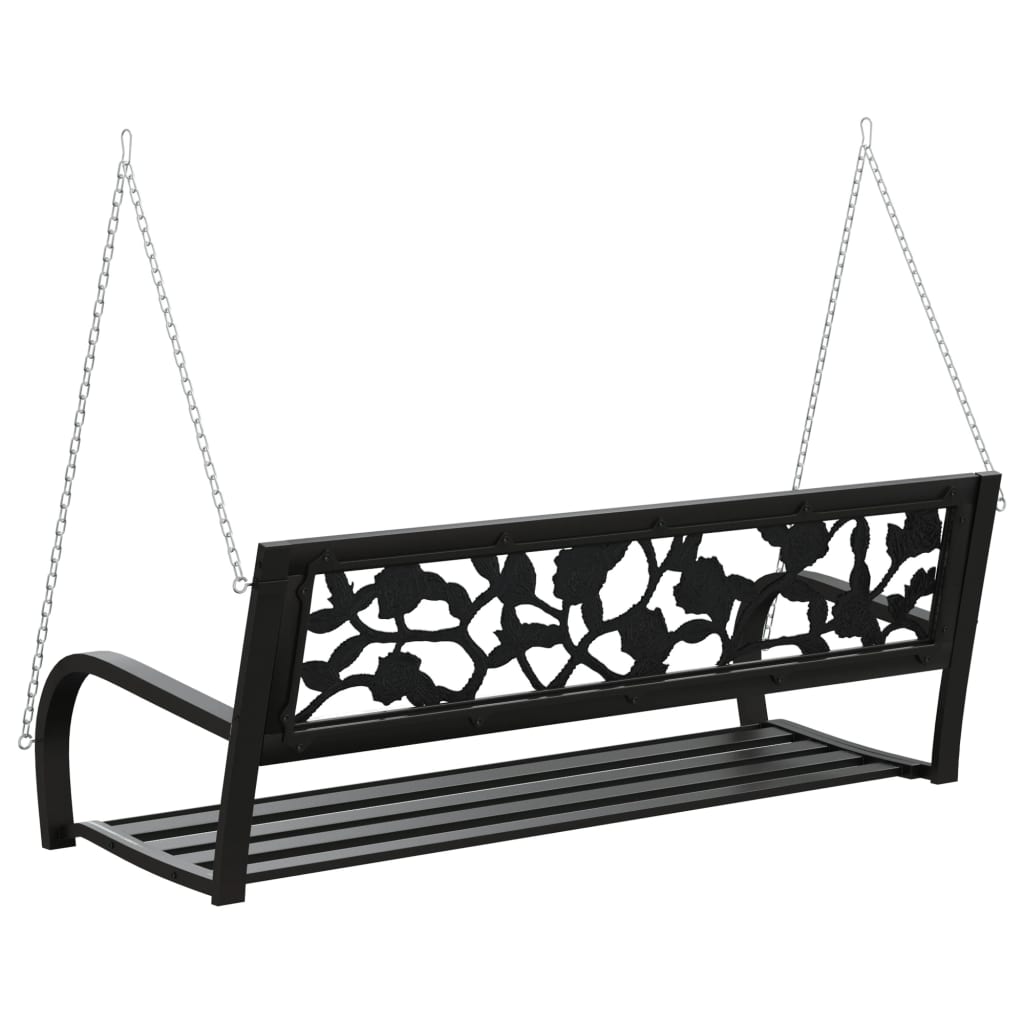 Garden Swing Bench | Black | Steel and Plastic | Medium