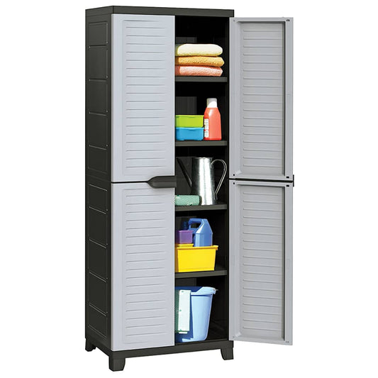 Cabinet | Grey | Plastic | Compact | Height-Adjustable Shelves | Cabinet