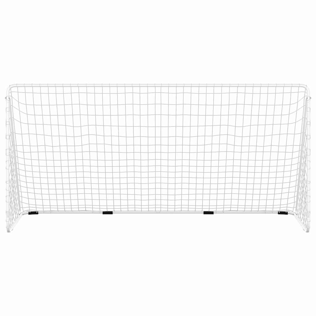 Football Goal with Net White 366x122x182 cm Steel