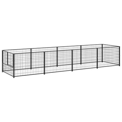 Dog Kennel Black 4 m² Steel
