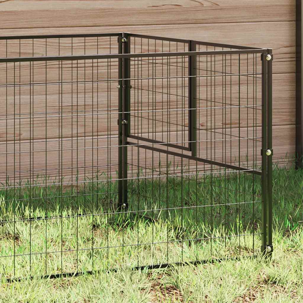 Dog Kennel Black 4 m² Steel