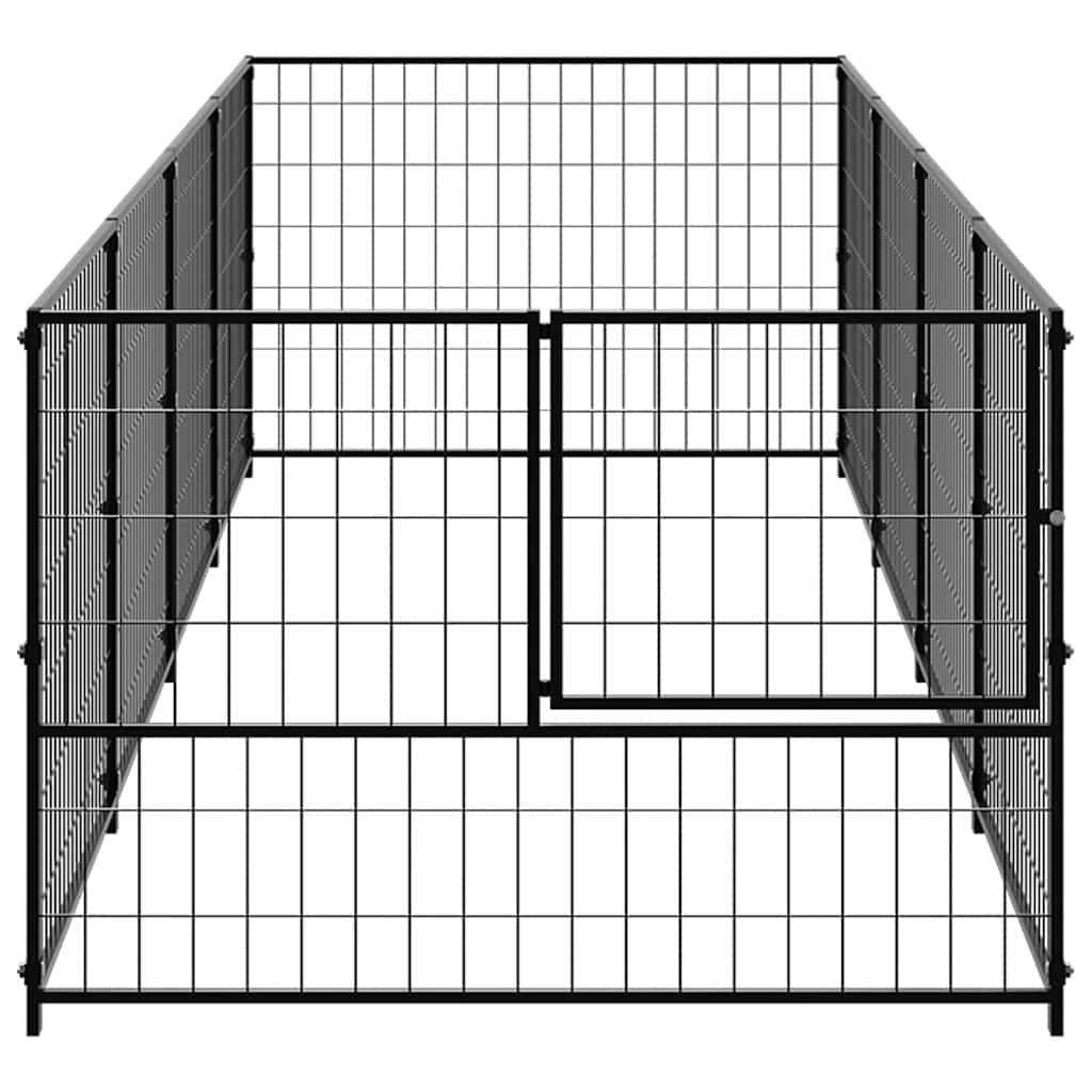 Dog Kennel Black 4 m² Steel