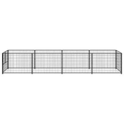 Dog Kennel Black 4 m² Steel