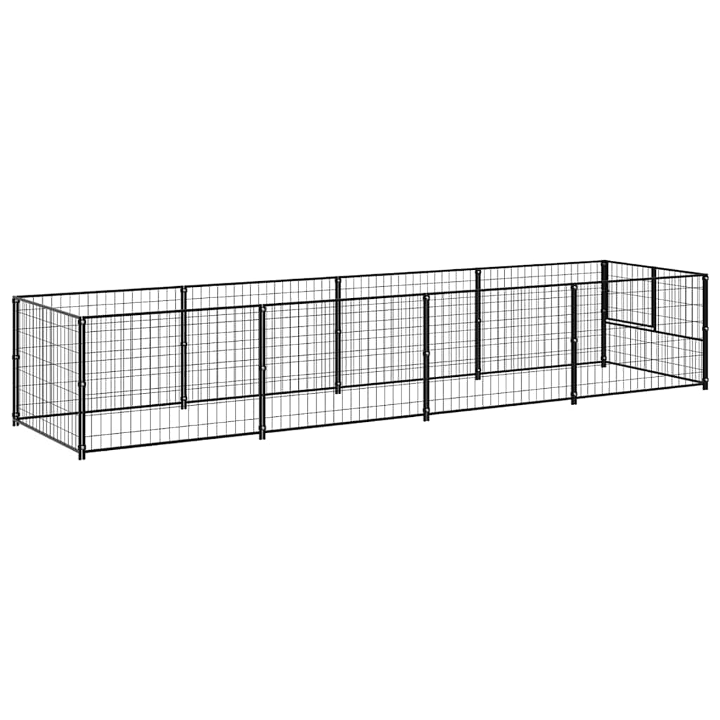 Dog Kennel Black 4 m² Steel