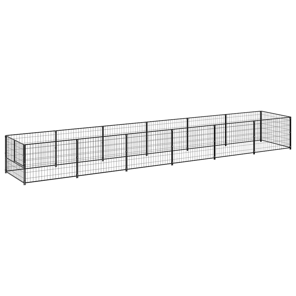 Dog Kennel Black 6 m² Steel