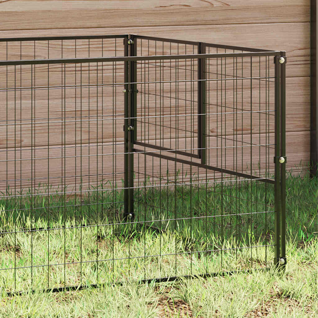 Dog Kennel Black 6 m² Steel