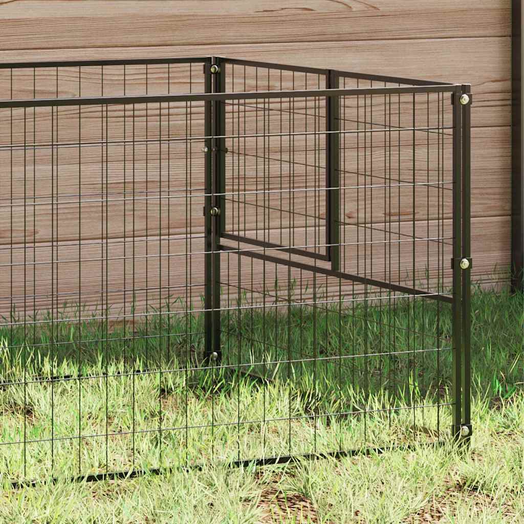 Dog Kennel Black 8 m² Steel