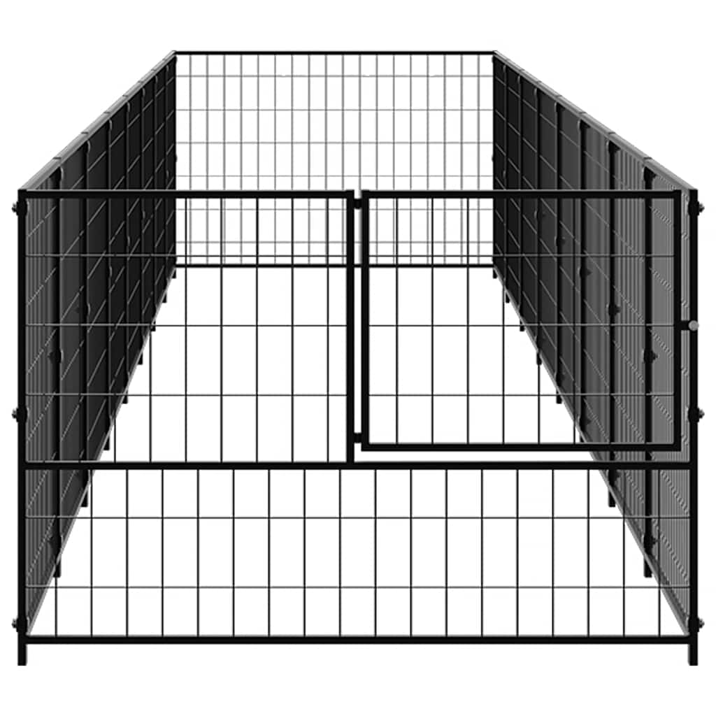 Dog Kennel Black 8 m² Steel