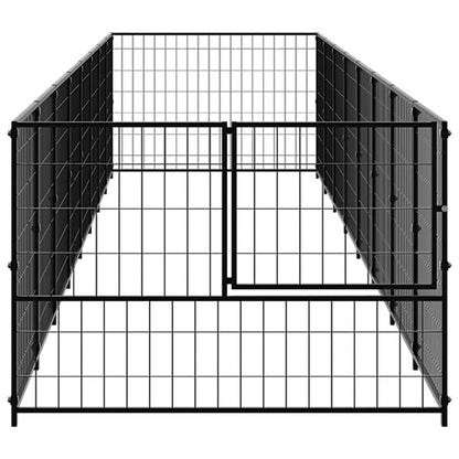 Dog Kennel Black 8 m² Steel