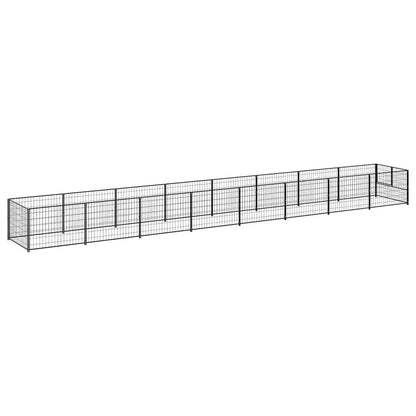 Dog Kennel Black 8 m² Steel