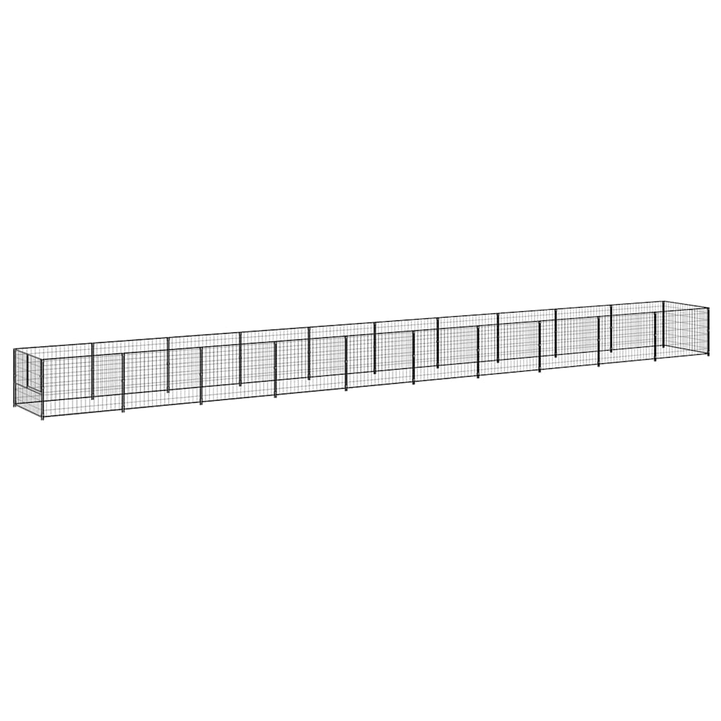 Dog Kennel Black 10 m² Steel