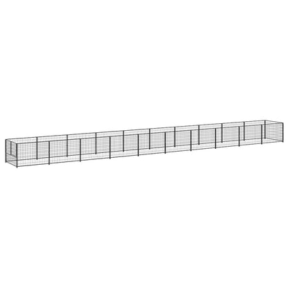 Dog Kennel Black 10 m² Steel