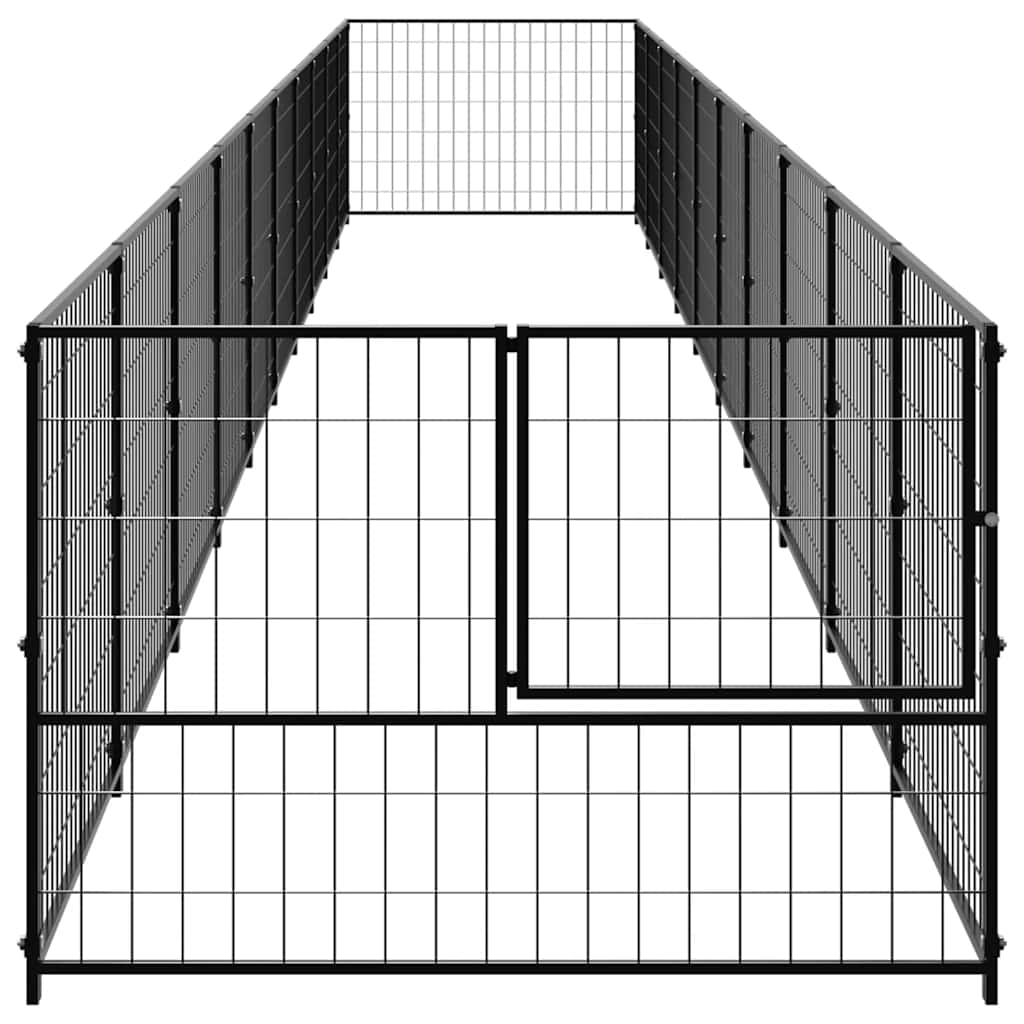 Dog Kennel Black 10 m² Steel