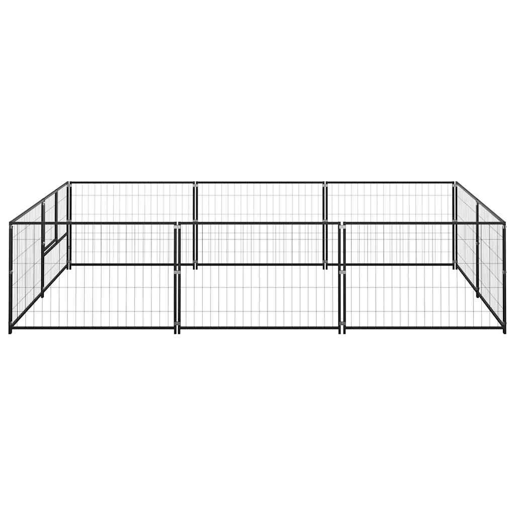 Dog Kennel Black 6 m² Steel