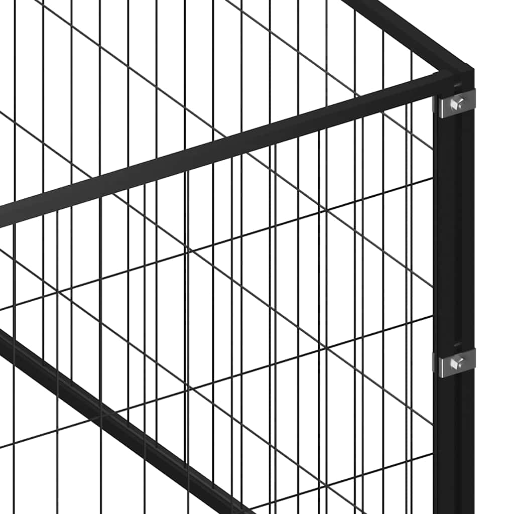 Dog Kennel Black 6 m² Steel