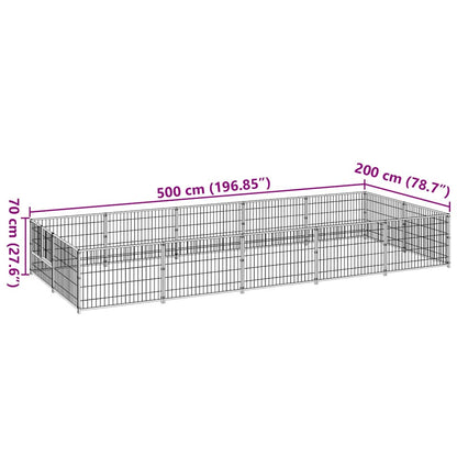Dog Kennel Black 10 m² Steel