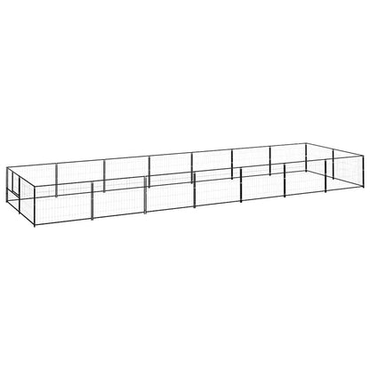 Dog Kennel Black 14 m² Steel