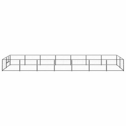 Dog Kennel Black 14 m² Steel