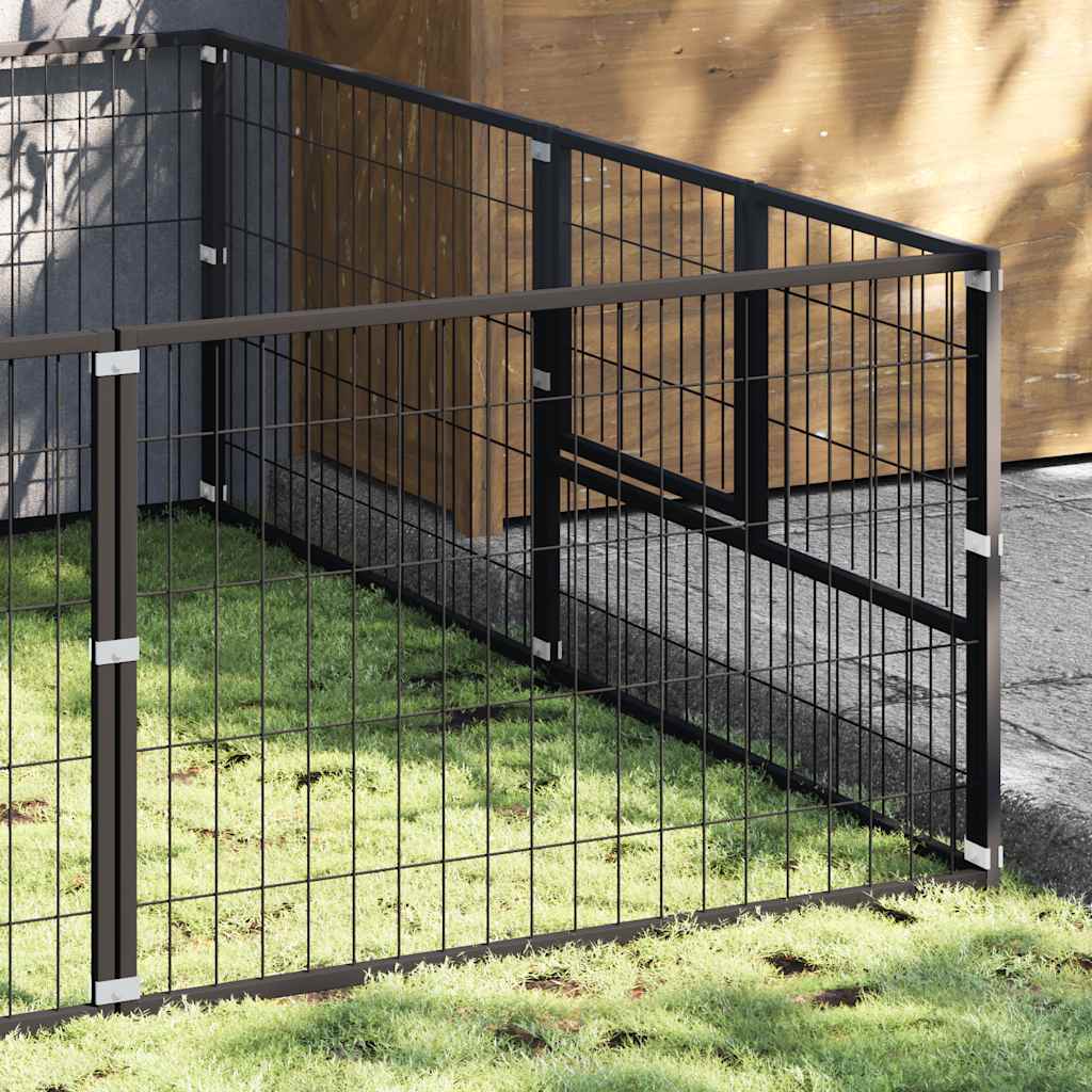 Dog Kennel Black 18 m² Steel