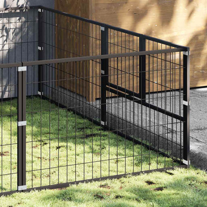 Dog Kennel Black 18 m² Steel