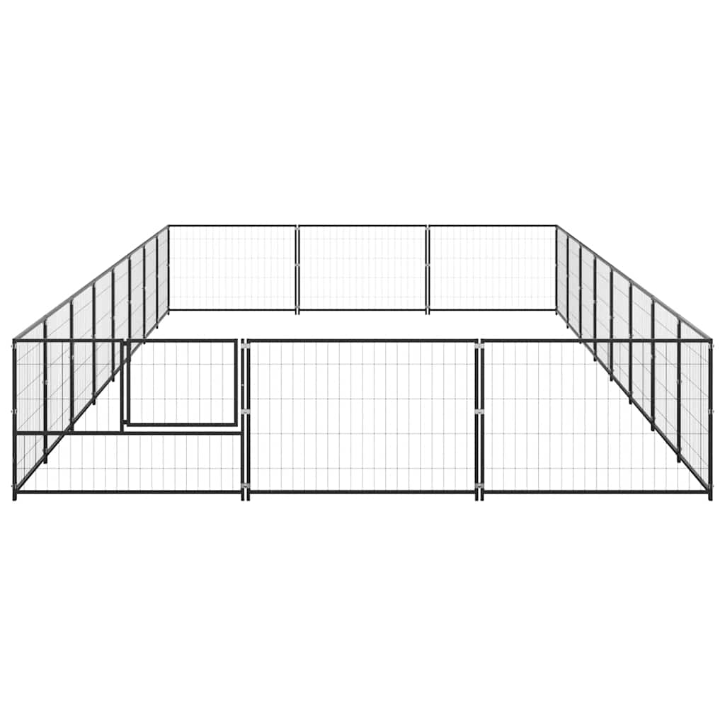 Dog Kennel Black 24 m² Steel