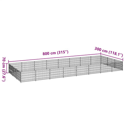 Dog Kennel Black 24 m² Steel