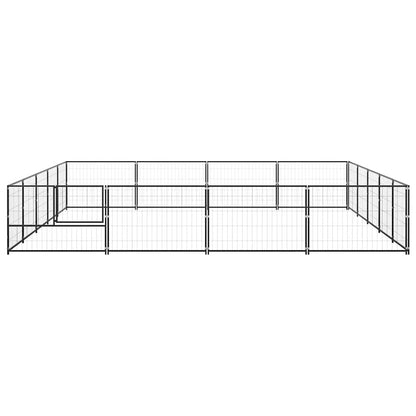 Dog Kennel Black 20 m² Steel