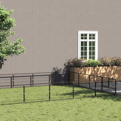 Dog Kennel Black 20 m² Steel