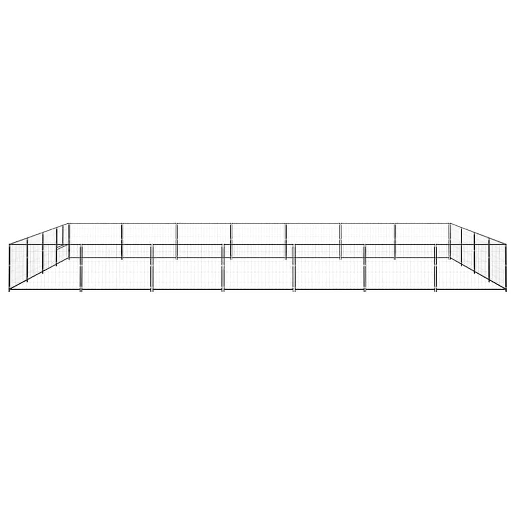 Dog Kennel Black 28 m² Steel