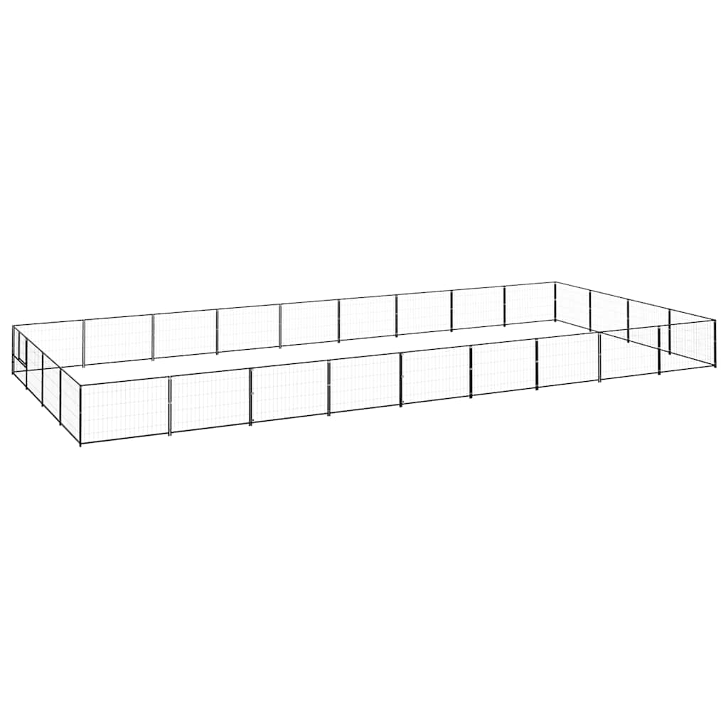 Dog Kennel Black 36 m² Steel