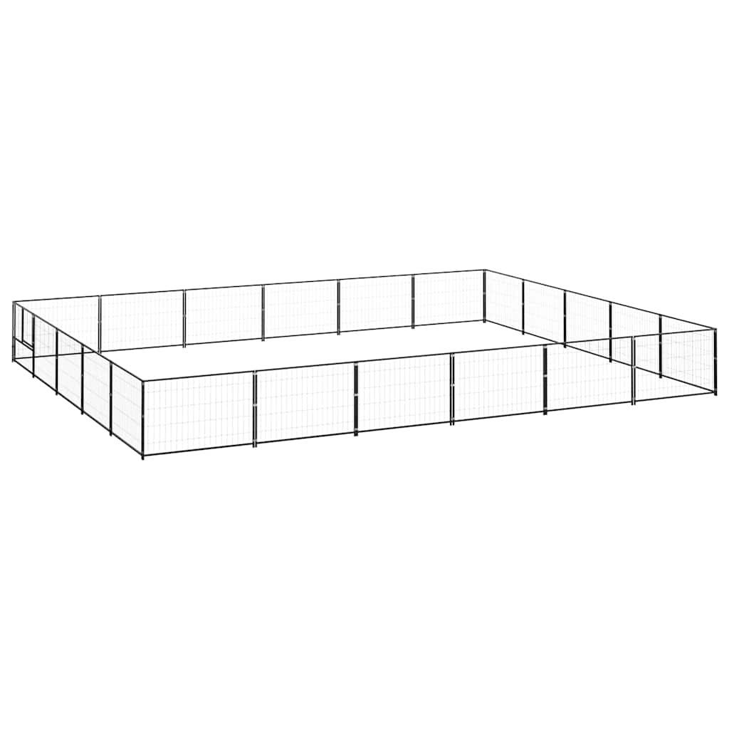 Dog Kennel Black 30 m² Steel