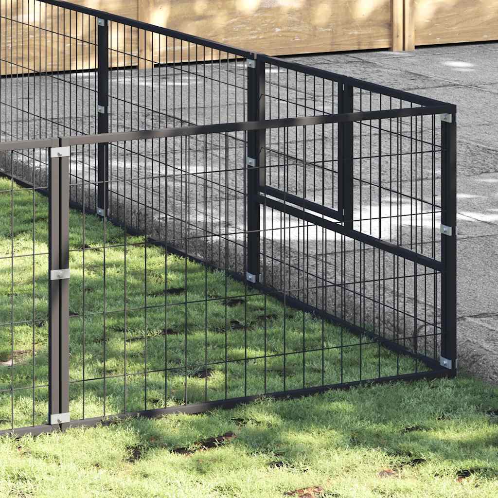 Dog Kennel Black 30 m² Steel