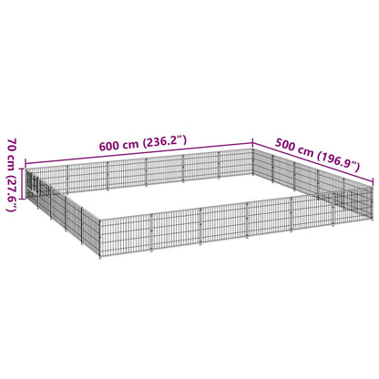 Dog Kennel Black 30 m² Steel